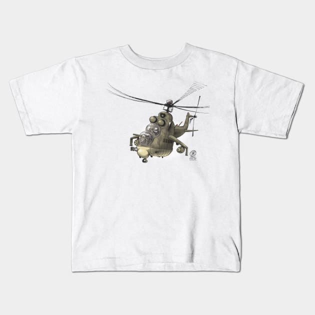 Mil MI24 Hind Kids T-Shirt by oscarsanchez